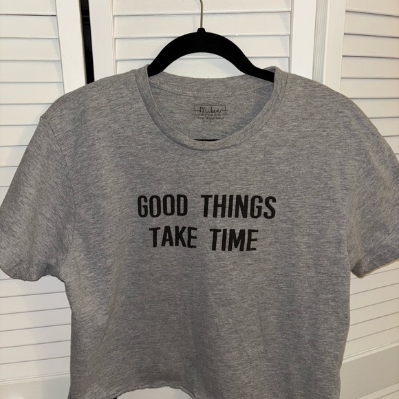 Miken Tops - Miken Gray Slightly Cropped Motivational Tee